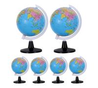 Healeved 6 mini globos terráqueos educativos, 8,5 cm/3,3 pulgadas, globos terráqueos de escritorio con soporte, mapa político giratorio en inglés, material escolar para profesores, decoración de