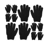 Healeved 6 Pares Guantes para frotar la espalda mitones de dedo completo poliéster Black