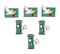 Healeved 6 Piezas Broche para Ropa Vintage Diseño de Buzón y Pájaro Mensajero en Metal Verde, Peso Liviano Detalles Intrincados para Uso Diario y Reuniones Temáticas