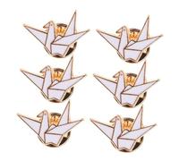 Healeved 6 piezas Broches Origami Grulla Pines de Solapa de Metal para Mochilas y Camisas Pins Lindos y Estéticos para Decoración y Regalos de Despedida Soltera
