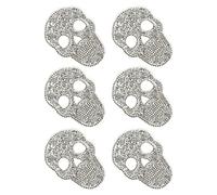 Healeved 6 Piezas Parche Termoadhesivo Material Resina de Calavera con Gemas de Imitación Color Plata Adecuado para Reparación y Adorno para Ropa y Gorras en Fiestas y Festivales