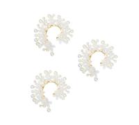 Healeved 6 Piezas Pendientes Ear Cuff de Perla Diseño Floral, Clip para Oreja sin Perforación, Ajuste Cómodo, Estilo Vintage Inspirado en Hadas para Uso Diario y Bodas