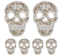 Healeved 6 Piezas Unidades Parches Calavera con Strass Termoadhesivos para Ropa Apliques Decorativos DIY para Chaquetas Mochilas y Faldas Parche Reparación Resistente y Brillante