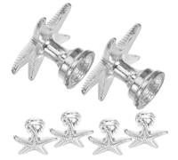 Healeved 6 Tiradores de Cajón de Aleación de Zinc Forma de Estrella de Mar Manijas Plateadas para Armarios y Muebles Mini Pomos Decorativos para Puertas Interiores y Cajones Uso en
