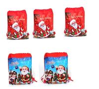 Healeved 6piezas Bolsa de Almacenamiento de Papá Noel Cordón de Papá Noel para Navidad de Tela No Tejida de Doble Cara Bolsa para Guardar Juguetes Navideños Regalos Navideños Mochila