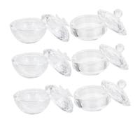 Healeved 6piezas Cristal Para Uñas De Tazas De Vidrio Con Tapa Recipiente Para De Manicura Para Salón De y Personal Incluye Tazas De Diseño Manzana y Transparentes