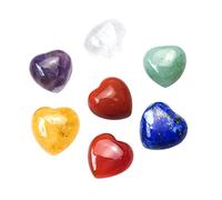 Healeved 7piezas Piedras De Chakra Forma De Corazón Joyería De Sanación Natural Para Yoga y De Cristales Energéticos Coloridos