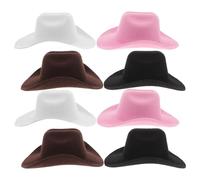 Healeved 8 Mini Sombreros de Vaquera para Muñecas Pequeños Accesorios de EVA en Colores Oscuro y Ideales para Disfraces Decoración de Fiestas y Casas de Juegos