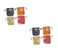Healeved 8piezas Bolsas De Joyería De Brocado Dibujo Floral Vintage Para Almacenamiento De Joyas y Fiestas Cierre De Cordón Color Aleatorio