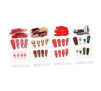 Healeved 96piezas Parches Para Decoración De Uñas Uñas Postizas Navideñas De Cobertura Completa Para Mujer y Niña Adornos Para Manicura Invierno