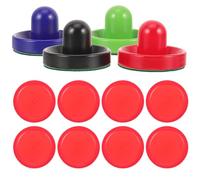 Healeved Accesorios para Hockey de Mesa Paletas de Plástico Grandes de 96 MM Colores Azul Verde Rojo y Negro 8 Discos Rojos y 4 Paños de Felpa para Juegos Casa Fiestas y Recreación