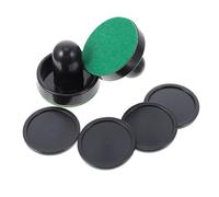 Healeved Accesorios para Hockey sobre Aire 2 Juegos Empujadores Portátiles 60Mm Negros Paletas de Plástico Resistentes al Desgaste 4 Discos de 51Mm Fieltro para Mesa de Hockey
