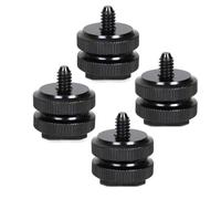 Healeved Adaptador de Zapata de Cámara Aleación de Aluminio Negro 1/4 Pulgada Doble Capa 4 Piezas Resistente al Óxido, Práctico para Luces LED y Monitor Dv