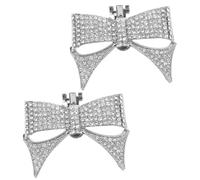 Healeved Adornos para Zapatos Lazo Gemas de Imitación Plateados Extraíbles, Accesorios DIY para Decoración Femenina en Bodas y Fiestas, Par de 2 Unidades