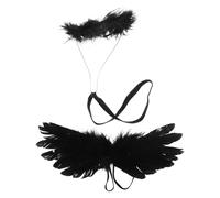 Healeved Alas de Ángel Decorativas Negras para Muñecas DIY, Accesorio Artesanal de Plumas Miniatura para Manualidades, Disfraz y Cosplay, Juego de Alas Pequeñas para Vestido de Muñeca