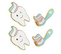 Healeved Alfileres Broche Dientes Cepillo 4 Piezas Aleación Divertida Accesorios Moda Para Ropa Sombreros Mochilas Obsequio Compañeros Trabajo Kawaii