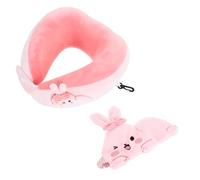 Healeved Almohada Cervical U Shaped con Antifaz Ojos Conejo Cojín de Viaje Ergonómico para Coche Oficina y Descanso Casa Ligero y Portátil