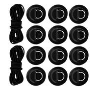 Healeved Anillas en D de Acero Inoxidable para Kayak y Tabla de Paddle Surf Kit de 6 Parches de PVC Negros con Cuerda Elástica de 25 M Accesorios Hinchables Resistentes para Deportes