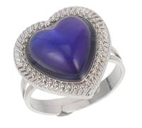 Healeved Anillo de Humor Ajustable Que Cambia de Color Temperatura Piedras Preciosas Forma de Corazón Anillo de Emoción Sensible al Calor para Mujer Accesorio Ligero para Fiestas y Uso