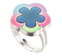 Healeved Anillo De Humor Que Cambia De Color De Flor Para Mujeres Joyería De Humor Ajustable Cierre De Apertura Dedo Para Adolescentes y Regalos De Moda