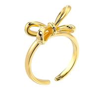 Healeved Anillo De Lazo Hueco Ajustable De Cobre Para Mujer, Joyería Minimalista Elegante, Anillo Abierto Para Obsequio San Valentín y Aniversario, Tamaño Único, Color Dorado
