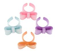 Healeved Anillo de resina con lazo (4 unidades): Anillo ajustable con lazo de banda abierta - Joyería veraniega colorida y linda - Accesorio de fiesta de moda con estética pastel para mujeres y