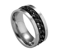 Healeved Anillo Redondo Para Hombre Negro De Acero Inoxidable Con Abridor Giratorio, Talla 12, Joyería Creativa Con Caja, Accesorio Multifuncional Para Deportes y Actividades Al Aire Libre