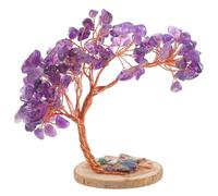 Healeved Árbol de Cristal Artificial de Amatista Púrpura 1 Pieza Adorno Feng Shui para Decoración de Hogar y Oficina Estatua Bonsái de Piedra Decorativa para Atraer Riqueza y Energía