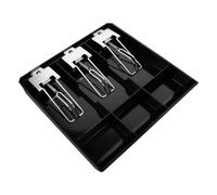 Healeved Bandeja Caja Registradora 3 Compartimentos Bandeja Metálica Negra para Billetes y Monedas Cajón Organizador para Tienda Supermercado y Comercio Minorista