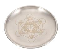 Healeved Bandeja Decorativa de Hierro Pentagrama para Altar Wicca, Plato Portavelas Ritual Práctico Superficie Lisa para Templo y Hogar en Color Plata