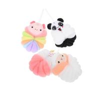 Healeved Bola de Baño Exfoliante Corporal Esponja Vegetal 4 Unidades Tamaño Estándar para Mujer y Hombre Uso Diario en Ducha Diseño Animal Oso Cerdo Oveja Vaca