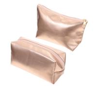 Healeved Bolsa de Cosméticos Dorada de Cuero PU Ligera y Portátil para Viaje, Set de 2 Piezas, Diseño Sencillo y Moderno Adecuado para Camping y Uso Diario