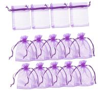 Healeved Bolsas De Organza Transparentes Con Cordón Morado Oscuro 7x9 Cm 100 Unidades Para Regalos Boda y Dulces Decoración Fiesta y Almacenamiento Pequeñas Cosas