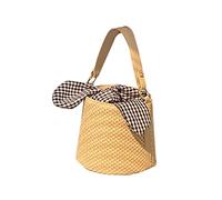 Healeved Bolso de Mano con Bandolera para Verano Bolsa de Playa con Lazo Bolso Portátil de Rafia para y Ocasiones Diarias