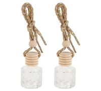 Healeved Botellas Difusoras de Aroma para Coche Colgantes, 2 Piezas, de Cristal Vacías, Diseño Redondo Gemas, para Aromaterapia y Ambientador Interior Automotriz, Uso en Hogar y Oficina