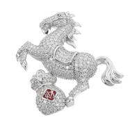 Healeved Broche Caballo con Diseño Completo de Piedras Brillantes y Motivo Bolsa de Dinero Pin de Solapa de Moda para Mujer Accesorio Decorativo para Eventos y Celebraciones