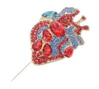 Healeved Broche de Corazón para Mujer Broche Hueco de Gemas de Imitación Cierre para Cárdigan para Obsequio de San Valentín Joyería para Médicos y Enfermeras