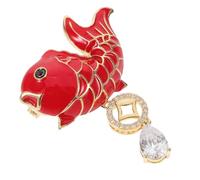 Healeved Broche de Koi de Año Rojo de Estilo Chino Accesorio de Joyería de Pez para Ropa Sombrero Traje Mujer