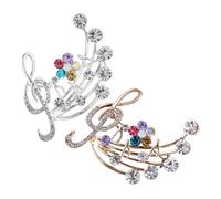 Healeved Broche Musical Pin Decorativo Cristales, Imperdible para Mujer, Accesorio Moda para Ropa y Ocasiones Formales, Pack 2 Unidades