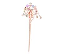 Healeved Cabello De Borla Chino Tradicional Con Flores Decorativas Adecuadas Para El Peinado De Novia Con Un Diseño De Pavo Real Colorido