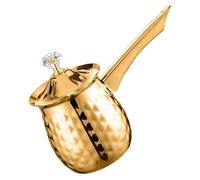 Healeved Cafetera Turca Tradicional de Acero Inoxidable 400 Ml Dorado para Cocina y Camping Cafetera Exprés de Estufa Boquilla Antigoteo Jarra para Café Árabe y Uso Doméstico