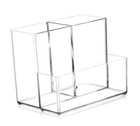 Healeved Caja De Almacenamiento De Pinceles De Maquillaje Organizador De 3 Compartimentos Encimera Paleta Compartimiento Tapa Organizador De Maquillaje Hacer Estuche Transparent Acrílico