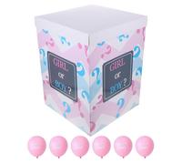 Healeved Caja de Revelación de Género con Globos Transparentes y Rosas 1 Set para Shower Decoración para Fiestas de Embarazo con 6 Globos Rosa y Caja con Signo de Interrogación