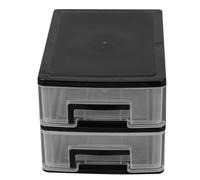Healeved Caja Organizadora de Escritorio Tipo Cajón de Plástico Transparente y Negro Mediana 2 Niveles Portátil y Multifuncional para Guardar Cosméticos y Artículos Variados Oficina o