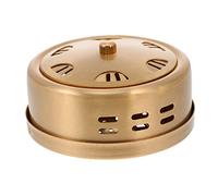 Healeved Caja Portátil de Moxibustión de Cobre Macizo Redonda para Terapia de Moxa, Contenedor Anti-escaldaduras Orificios Filtrantes de Humo, Masajeador Terapéutico para Estilo
