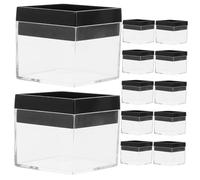 Healeved Caja Transparente para Muestras Minerales Vitrina de Exhibición Cuadrada 56X42X33 MM Base Negra Estuche de Almacenamiento para Colecciones Set de 12 Unidades