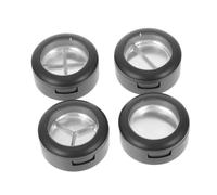 Healeved Cajas de Sombras de Ojos Vacías 4 Piezas 3 Compartimentos Redondos, Tapa Transparente, Bandejas de Aluminio Mate Negro 26mm, Estuche Organizador para Maquillaje y Viajes