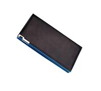 Healeved Cartera Multifuncional para Hombres PU Cuero Negro con Bordes Azules Organizador de Tarjetas y Billetes Resistente y Duradera para Cumpleaños y