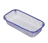 Healeved Cesta de Alambre de Hierro Decorativa Color Azul Oscuro, Cesta Plana Resistente para Almacenamiento en Escritorio, Cocina y Sala de Estar, Organizador Multifuncional para Estantes