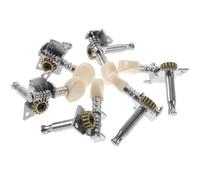 Healeved Clavijas de Guitarra Acústica 6 Piezas, Afinadores para Guitarra Folk, Accesorio de Afinación 3 Izquierdas y 3 Derechas, Metal Plateado Cabezal Blanco, Uso para Instrumentos